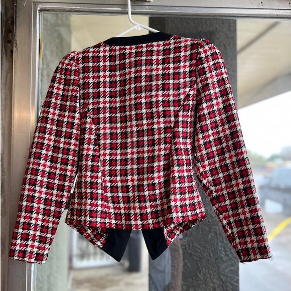 Vintage Go Vicki! red plaid cropped blazer jacket size small - Picture 4 of 4
